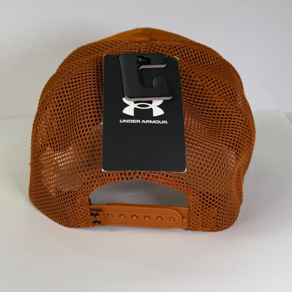 Under Armour Trucker Hat Mens OSFM Orange Blitzing Mountain Snapback Cap 1369808